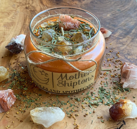 Confidence Red calcite & Citrine ritual candle.