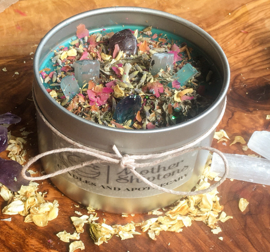 Abundance Garnet, Amethyst & Selenite ritual candle