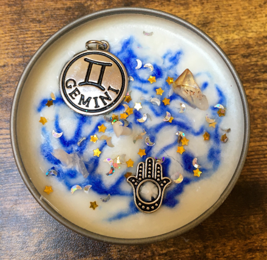 Zodiac crystal candles, Libra, Aquarius & Gemini. Air signs.