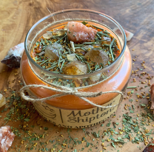 Confidence Red calcite & Citrine ritual candle.