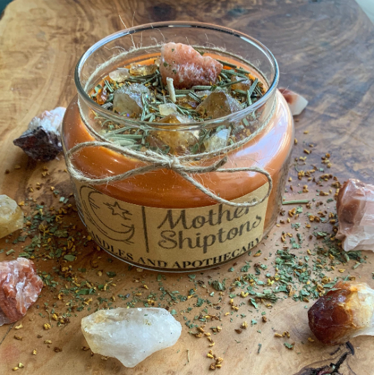 Confidence Red calcite & Citrine ritual candle.