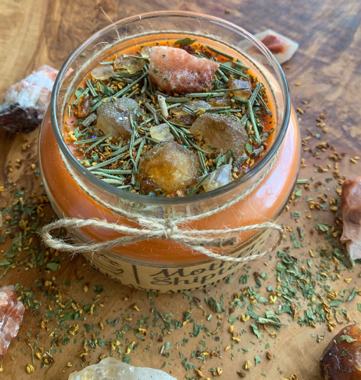 Confidence Red calcite & Citrine ritual candle.