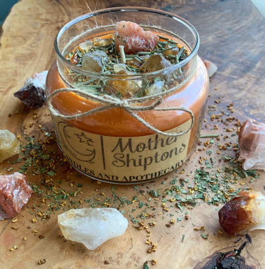 Confidence Red calcite & Citrine ritual candle.