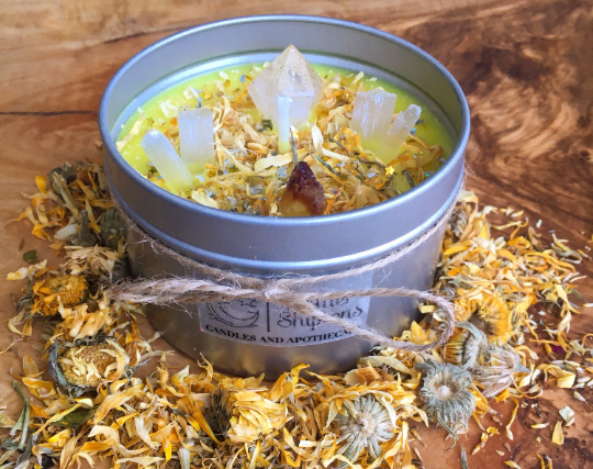 Creativity Candle Citrine & Selenite ritual candle.