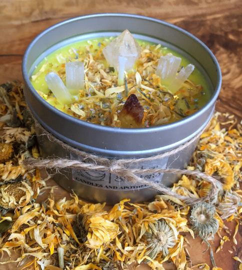 Creativity Candle Citrine & Selenite ritual candle.