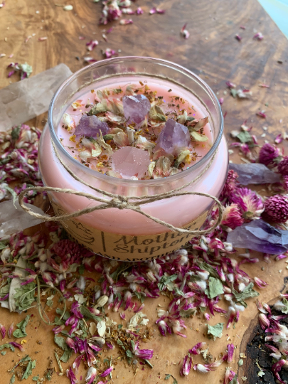 Enchantment Amethyst & Clear Quartz faerie candle