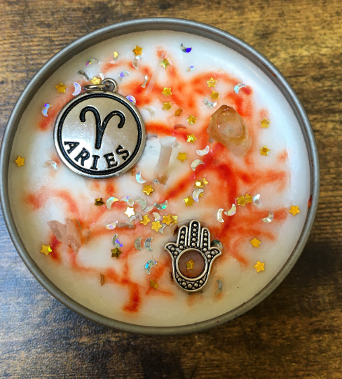 Zodiac candles fire signs. Sagittarius, Aries & Leo.