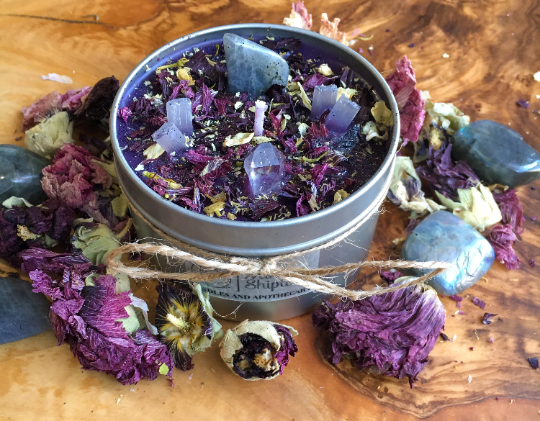 New Beginnings Labradorite, Selenite & Clear Quartz
ritual candle.