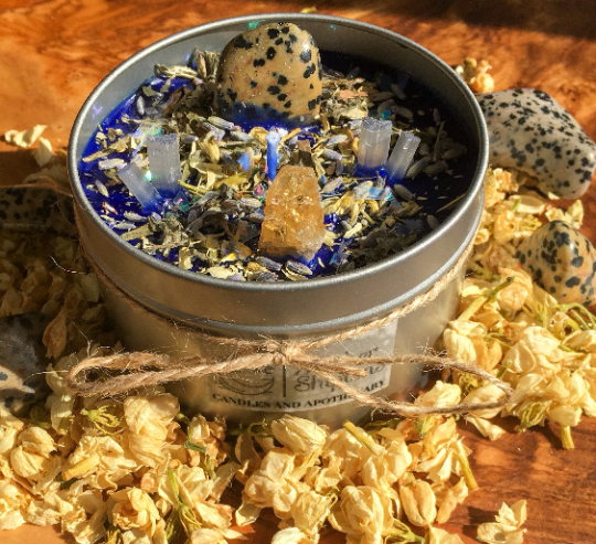 Protection Dalmatian Jasper, Citrine & Selenite soy candle