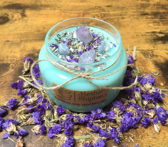 Water Witch Celestite & Amethyst ritual candle