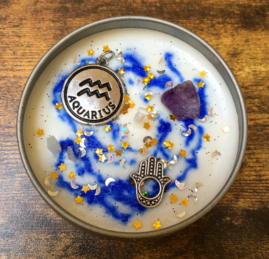 Zodiac crystal candles, Libra, Aquarius & Gemini. Air signs.